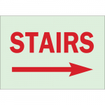 7" x 10" Polyester BradyGlo Stairs Sign, Red on Glow_noscript