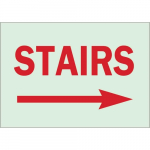 10" x 14" Polyester BradyGlo Stairs Sign, Red on Glow_noscript