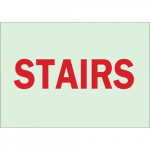 10" x 14" Polyester BradyGlo Stairs Sign, Red on Glow_noscript