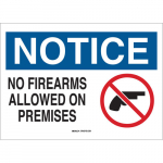10"x14" B-302 Notice No Firearms Allowed On Premises Sign
