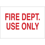 10" x 14" Polyester Fire Dept Use Only Sign, Red on White