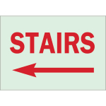 7" x 10" Polystyrene BradyGlo Stairs Sign, Red on Glow_noscript