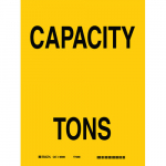 10" x 7" Polyester Capacity Tons Sign, Black on Yellow_noscript