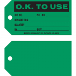 3" x 5.75" O.K. To Use Production Tag, Black on Green_noscript