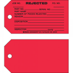 3" x 5.75" Rejected Production Tag, Black on Red_noscript