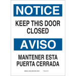 14"x10" B-302 Bilingual Notice Keep This Door Closed Sign