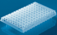 96 Well Clear PCR Plate, Semi-skirted, Elevated Rim