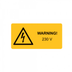 Warning Label, "WARNING! 230 V", 37 mm x 74 mm_noscript