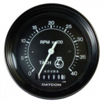 24A40 Tachometer with Hourmeter, 12 - 24 VDC, Black
