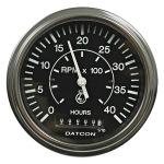 24A40 Tachometer with Hourmeter, 12 V, Polished_noscript