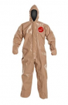 Coverall with Hood, Elastic Wrists and Ankles, Medium, Tan