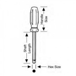 12mm x 5.8" L-Size Handle Ball-Hex Driver