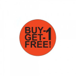 1.5" Circle Label Red/Black "Buy-1 Get-1 Free!"