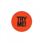 1.5" Circle Label Red/Black "Try Me!"