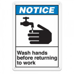 Adhesive Vinyl Safety Sign "Notice Wash Hands"_noscript