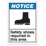 Adhesive Vinyl Safety Sign "Notice Safety Shoes"_noscript