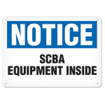 7" x 10" Vinyl Sign "Notice - SCBA Equipment..."_noscript