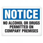 7" x 10" Plastic Sign "Notice - No Alcohol..."_noscript