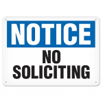 7" x 10" Plastic Sign "Notice - No Soliciting"_noscript