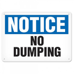 7" x 10" Plastic Sign "Notice - No Dumping"_noscript