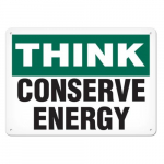 Sign Think "Conserve Energy", 7" x 10"_noscript