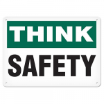 7" x 10" Aluminum Sign "Think - Safety"_noscript