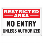 7" x 10" Aluminum Sign "Restricted Area - No..."