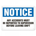 Adhesive Vinyl Sign "Notice - Accidents"_noscript