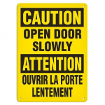 10" x 14" Aluminum Sign "Bilingual Caution..."_noscript