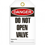 Tag "Danger - Do Not Open Valve", 3.375" x 5.75"_noscript
