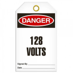 Tag "Danger - 128 Volts", 3.375" x 5.75"_noscript