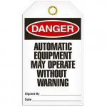 Tag "Danger - Automatic Equipment May Operate..."_noscript