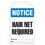 Tag "Notice - Hair Net Required", 3.375" x 5.75"_noscript