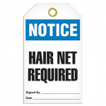 Tag "Notice - Hair Net Required", 3.375" x 5.75"_noscript