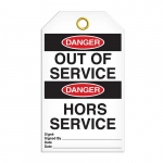 Danger Tag "Out of Service", Rigid Duraply_noscript