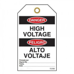 Bilingual Danger Tags "High Voltage"