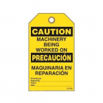Bilingual Caution Tags "Machinery Being Worked.."_noscript