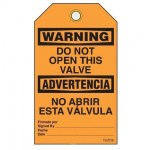 Bilingual Warning Tags "Do Not Open This Valve"_noscript