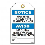 Bilingual Notice Tags "Machine Down For Mainte.."_noscript
