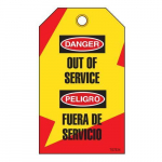 Bilingual Lockout Tags "Out of Service", Poly Tag