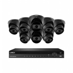 16-Channel NVR System, 8 Black IP Dome Cameras