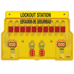 10-Lock Padlock Station, English/Spanish, Anodized Aluminum Padlocks1483BP1106ES