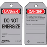 "Danger Do Not Energize" Safety Tag