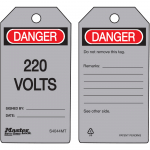 "Danger 220 Volts" - Metal Detectable Safety Tag_noscript