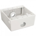 1/2" White 3 Outlet Hole Weatherproof Box