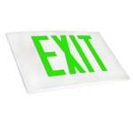Green Letter, White Cast Aluminum LED Exit Sign_noscript