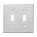 430 Stainless Steel Wallplate with 2 Gang Toggle Switch_noscript