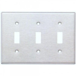 430 Stainless Steel Wallplate with 3 Gang Toggle Switch_noscript