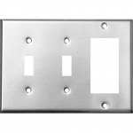 430 S.S. Wallplate with 3 Gang, 2 Toggle & GFCI