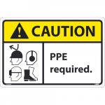"Caution PPE Required" Sign, 12" x 18"_noscript